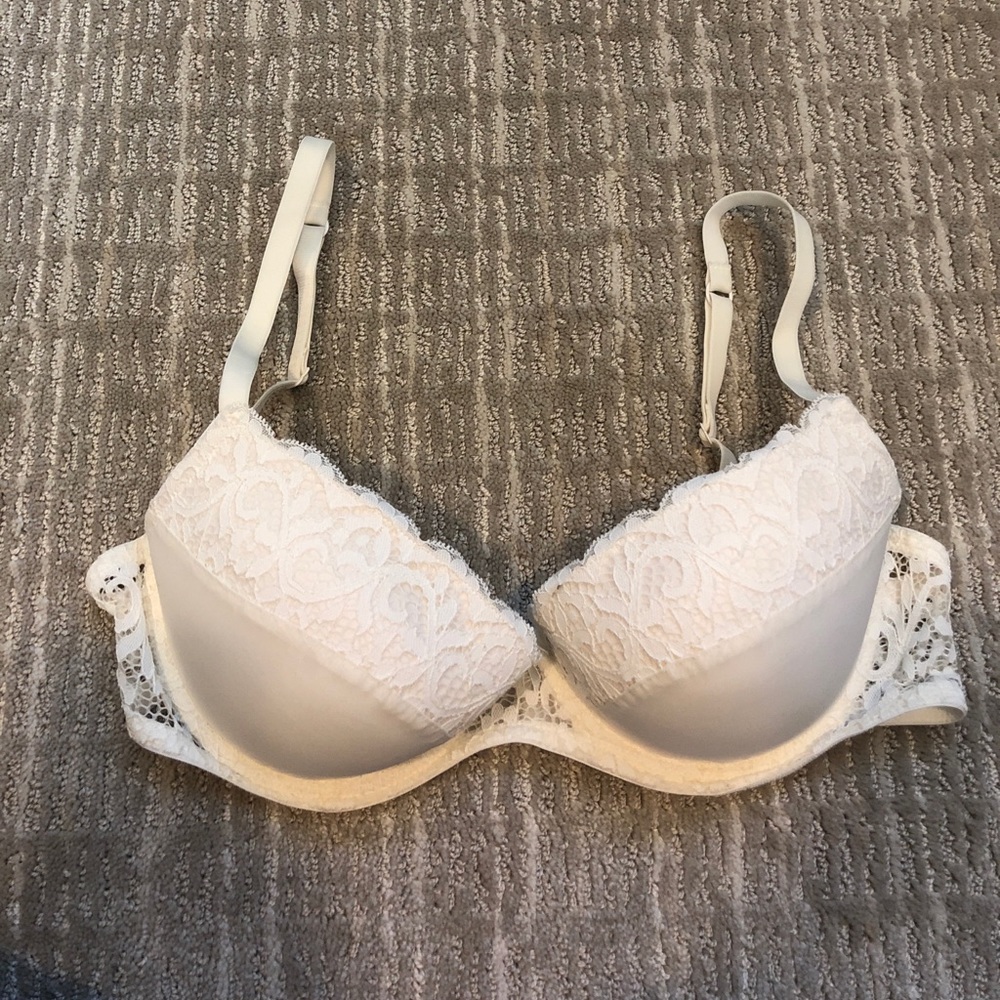 White bra with lace trim